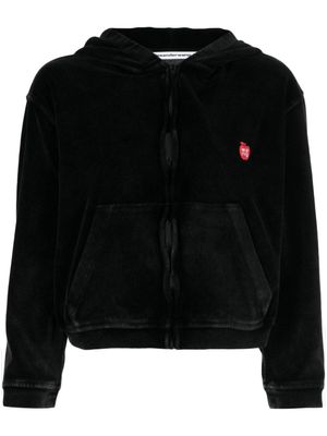 Alexander Wang hoodie zippé à logo appliqué - Noir