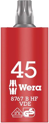 Wera 8767 B VDE HF TORX® Zyklop Bitdop, geïsoleerd, met 3/8"-aandrijving, met vasthoudfunctie, TX 45 x 55 mm - 05004925001