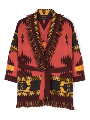 Alanui Kids cardigan en maille intarsia à franges - Jaune