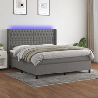 Boxspring met matras en LED stof donkergrijs 180x200 cm