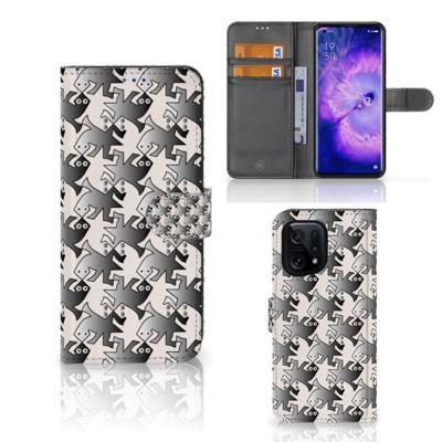 OPPO Find X5 | Telefoonhoesje | Met pasjeshouder | Salamander Grey