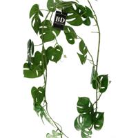Kunstplant/hangplant slinger - Monstera/gatenplant - groen - 180 cm lang - bladeren guirlandes