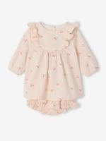 Set van 2 stuks jurk en bloomer met kersen ecru