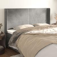 Hoofdbord met randen 163x16x118/128 cm fluweel lichtgrijs