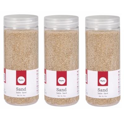 Rayer Hobby fijn decoratie zandkorrels - 3x - beige - 475 ml - zandkorrels - knutselmateriaal