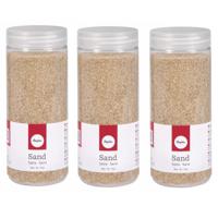 Rayer Hobby fijn decoratie zandkorrels - 3x - beige - 475 ml - zandkorrels - knutselmateriaal