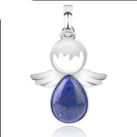Vrouwen engel vleugels Hangers natuurlijke kristallen stenen kettingen (Lapis Lazuli)