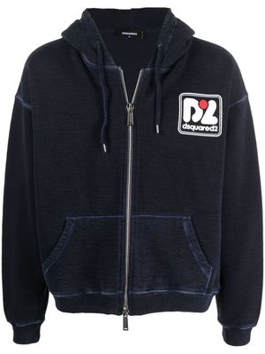 DSQUARED2 hoodie zippé à logo imprimé - Bleu