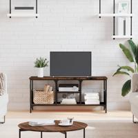 Tv-meubel 100x35x45 cm bewerkt hout en ijzer gerookt eikenkleur