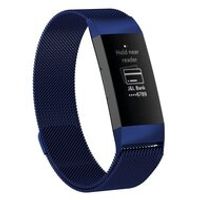 Fitbit Charge 3 & 4 milanese bandje - Maat: Large - Donkerblauw