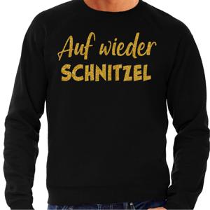 Apres ski sweater heren - Auf wieder Schnitzel - zwart - glitter goud - wintersport - skieen