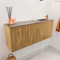 Toiletmeubel Mondiaz Joya Dlux | 100 cm | Meubelkleur Oak | Faye wastafel Oza Wasbak Rechts | 1 kraangat