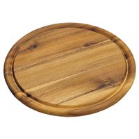 Houten broodplank/serveerplank rond met sapgroef 25 cm - thumbnail