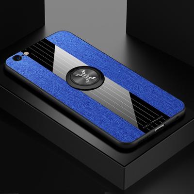 Voor iPhone 6 plus/6s plus XINLI stiksels doek Textue schokbestendig TPU beschermhoes met ring houder (blauw)
