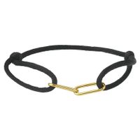 Armband Paperclip geelgoud-satijn goudkleurig-zwart 13-26 cm