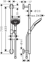 Hansgrohe Raindance Select S 120 Unica-comfort Glijstangset 65 Cm. Chroom - thumbnail