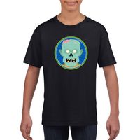 Halloween zombie t-shirt zwart kinderen - thumbnail