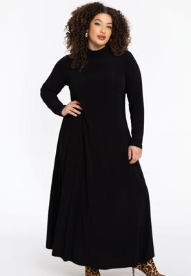 Yoek Dress full length turtleneck | Zwart | Maat 50/52
