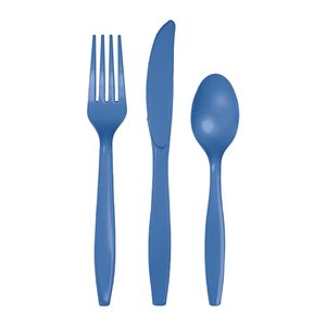 Blauw plastic party bestek set 72 delig