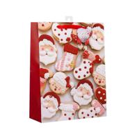 Kerst cadeau tasje - 24 cm - Kerstman en kerstvrouw - inpakken - kerstcadeaus