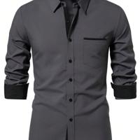 Bon&Bon Men's Dark Grey Long Sleeve Pocket Casual Shirt | Regular Fit Dark Grey / XXL