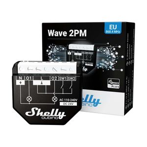 Shelly Qubino WAVE 2PM elektrische schakelaar Slimme schakelaar Zwart