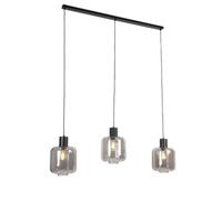 QAZQA Design hanglamp zwart met smoke glas 3-lichts 161,5 cm - Qara - thumbnail