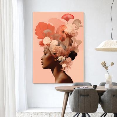 Urban Cotton Wandkleed 'Flower Crown' 110 x 145cm in Frame - black