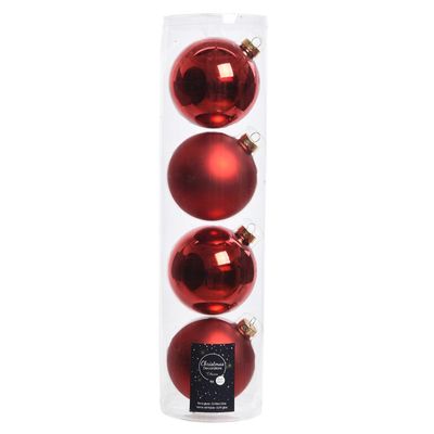16x Kerst rode glazen kerstballen 10 cm glans en mat