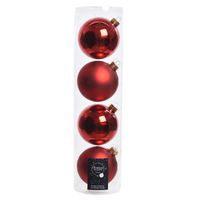 16x Kerst rode glazen kerstballen 10 cm glans en mat