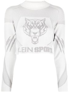 Plein Sport haut crop en jacquard à manches longues - Blanc