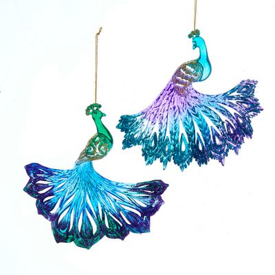 Ornament Peacock plastic h15 cm - Kurt s adler
