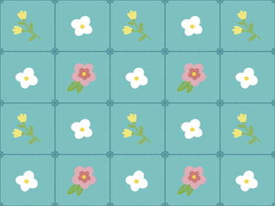 Bloemen tegelpatroon Vinyl tapijt Bloemen en planten