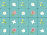 Bloemen tegelpatroon Vinyl tapijt Bloemen en planten