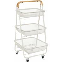 5Five Keuken/badkamer opberg trolley - 3 laags - beige - 48 x 41 x 87 cm - mesh metaal