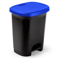 Plasticforte Pedaalemmer - zwart/ blauw - 27 liter - 38 x 32 x 45 cm - prullenbak - thumbnail