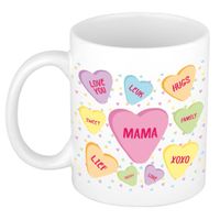 Moederdag cadeau koffiemok - hartjes snoepjes - wit - mok met tekst - verjaardag - mama/moeder Moederdag cadeau koffiemok - hartjes snoepjes - wit - mok met tekst - verjaardag - mama/moeder