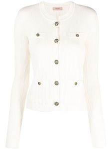 TWINSET cardigan nervuré à boutons logo - Blanc