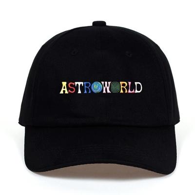 ASTROWORLD papa Hat 100% katoen hoge kwaliteit borduurwerk Baseball Caps Unisex Travis Scott(Black)
