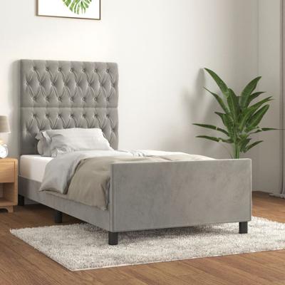 Bedframe zonder matras 90x190 cm fluweel lichtgrijs
