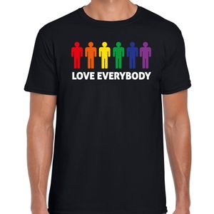 Bellatio Decorations Gay Pride shirt - love everybody - regenboog - heren - zwart 2XL  -