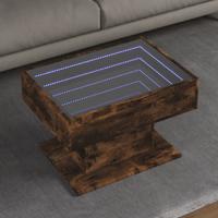 Salontafel met LED 70x50x45 cm bewerkt hout gerookt eikenkleur