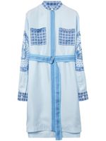 Burberry robe-chemise ceinturée à imprimé graphique - Bleu - thumbnail