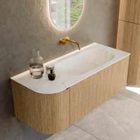 Badmeubel Mondiaz Kurve-Dlux | 115 cm | Meubelkleur Oak | Wastafelkleur Opalo | Solid surface | Rechts spoelbak | Zonder kraangat(en) Badmeubel Mondiaz Kurve-Dlux | 115 cm | Meubelkleur Oak | Wastafelkleur Opalo | Solid surface | Rechts spoelbak | Zonder kraangat(en)