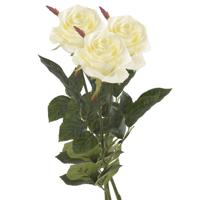 Kunstbloem roos Simone - 3x - wit - 73 cm - decoratie bloemen