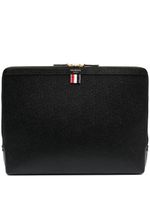 Thom Browne sac à dos en cuir de veau grainé - Noir - thumbnail