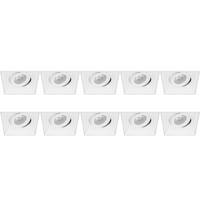 Kantelbare Trimless Inbouwspot Vierkant Wit Aluminium 10-Pack GU10