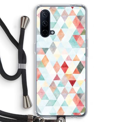 Gekleurde driehoekjes pastel: OnePlus Nord CE 5G Transparant Hoesje met koord
