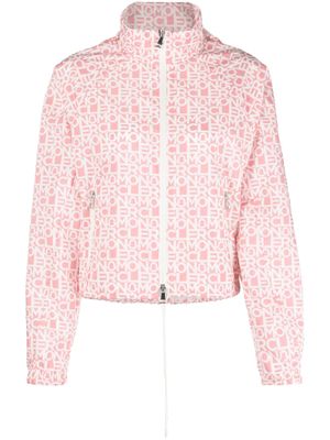 Moncler veste zippée à logo imprimé - Rose
