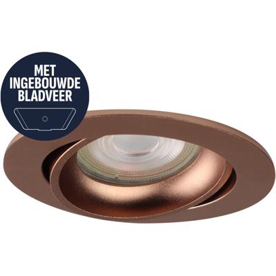 Spot Armatuur GU10 - Pragmi Orbit - GU10 Inbouwspot met Bladveren - Rond - Kantelbaar - Rosé Goud - Aluminium - Ø82mm